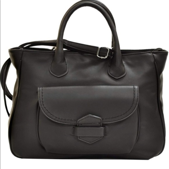 Handbags - Loop & Tuck Solid Black Tote Purse Shoulder Bag